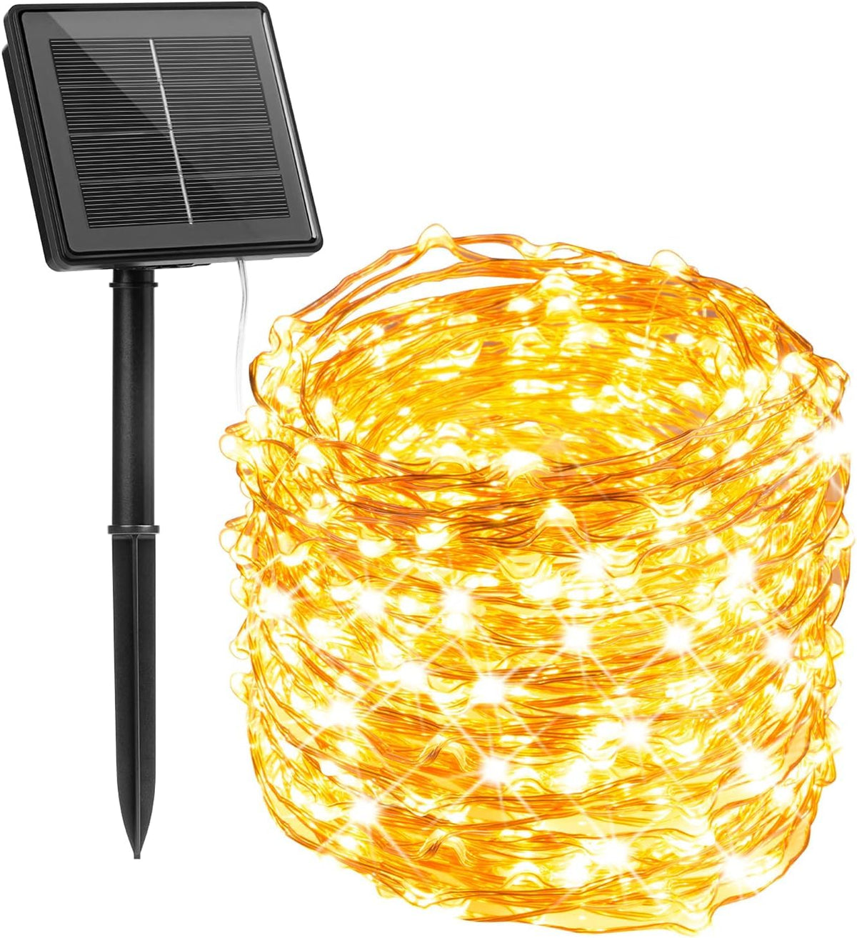 33Ft 100 LED Outdoor Solar Fairy Lights for Patio Balcony Christmas Tree, Warm White