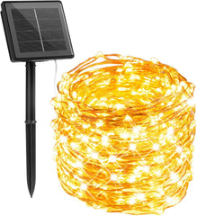 33Ft 100 LED Outdoor Solar Fairy Lights for Patio Balcony Christmas Tree, Warm White